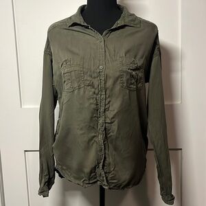 PrAna olive/dark green soft button down shirt women’s small